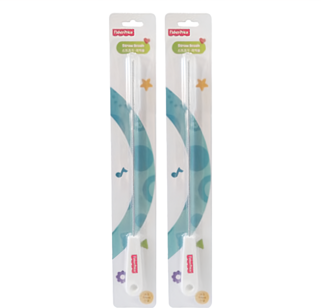 Fisher-Price 費雪 吸管清潔刷 小號 附矽膠蓋 不鏽鋼製, 白色, 2入