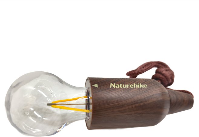 Naturehike 挪客 星線 LED戶外拉線燈 木紋色汽泡燈 乾電池款 170 x 55 x 55mm, 木紋色, 1個
