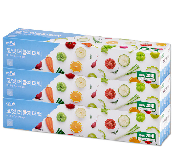 comet 雙層夾鍊袋, 特大(XL)以上, 20個, 3盒
