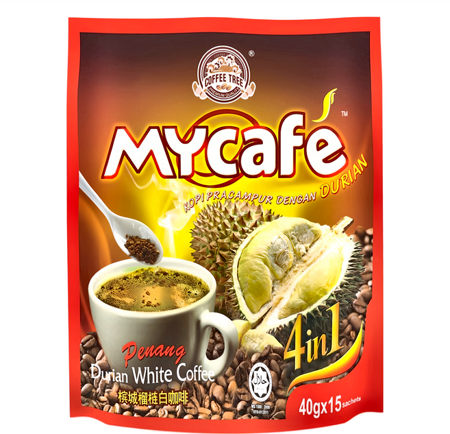 COFFEE TREE 咖啡樹 檳城白咖啡 四合一 榴槤風味, 40g, 15包, 1袋