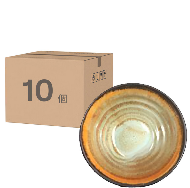 TATUNG 大同磁器 窯變 外黑內金釉飯碗 14 x 14 x 6.1cm, 混和顏色, 10個