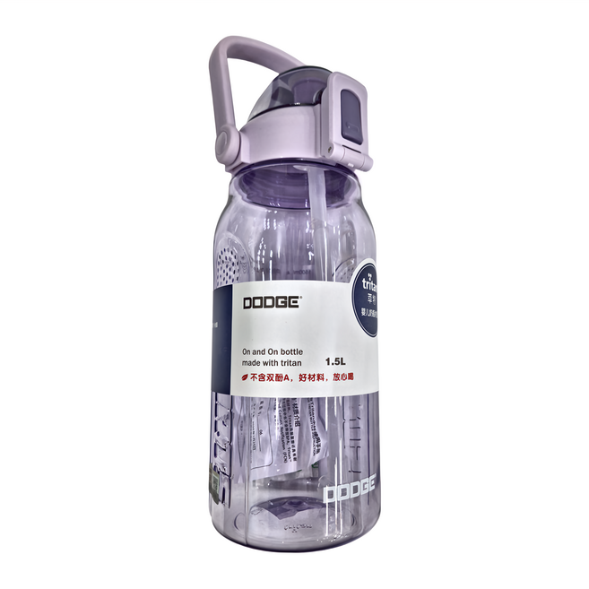DODGE 道奇 繽紛透明水壺 附吸管組, 羅蘭紫, 1個, 1.5L