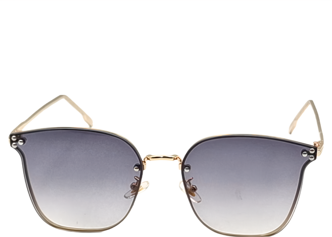 ALEGANT 韓式浪漫漸層貓眼鑲嵌波圓裝飾金框墨鏡 UV400太陽眼鏡 6282