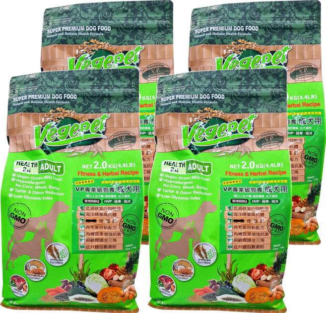 VegePet 維吉 成犬用VP專業級素狗食, 水解植物蛋白, 2kg, 4袋