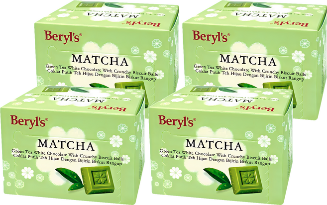 Beryl's 餅乾粒綠茶味白巧克力 添加植物油, 60g, 4盒