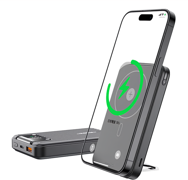 TOTU 拓途 PD+QC行李箱造型磁吸數顯快充行動電源 手機支架 10000mAh, PB-1007, 黑色