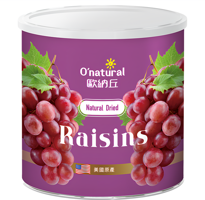 O'natural 歐納丘 美國加州 火焰天然葡萄乾, 360g, 1罐