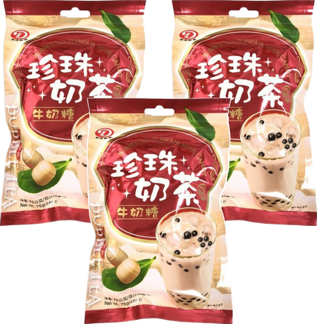 綠得製菓 珍珠奶茶牛奶糖, 75g, 3袋