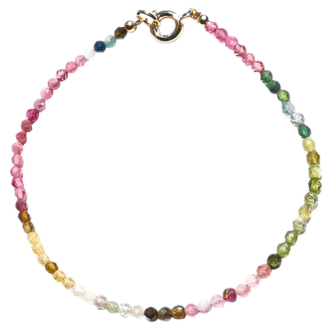 財神小舖 簡約經典碧璽手鍊 電鍍14K金 3mm切面