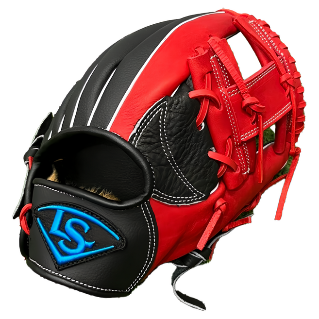 LOUISVILLE Slugger 路易斯威爾 LS 棒壘手套 BG 2.0系列 工字型 LB32201SC2, 黑紅色, 1個