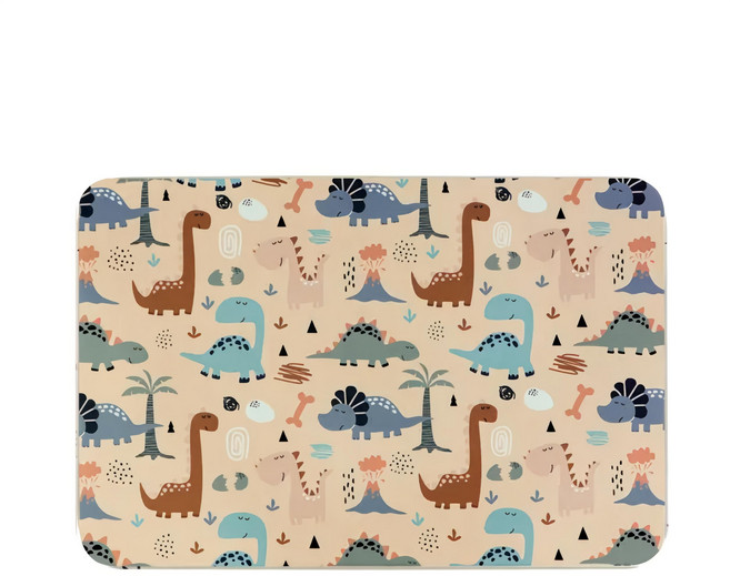 StyleG 時代家居 吸水奈米絨軟式硅藻土地墊, 俏皮小恐龍 卡其色, 1個