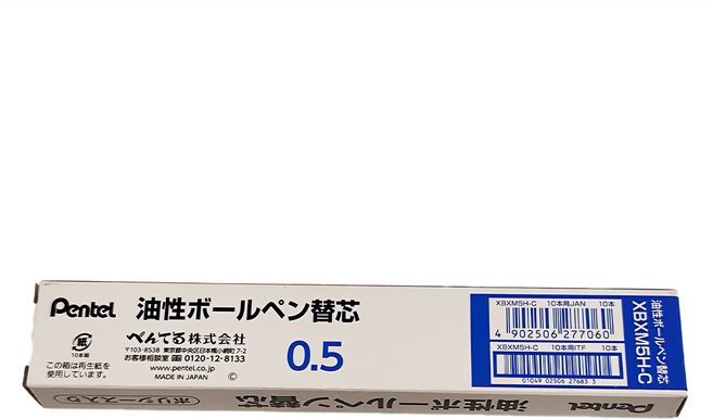 Pentel 飛龍文具 0.5Feel輕油筆替芯 XBXM5H-C, 藍色, 10支