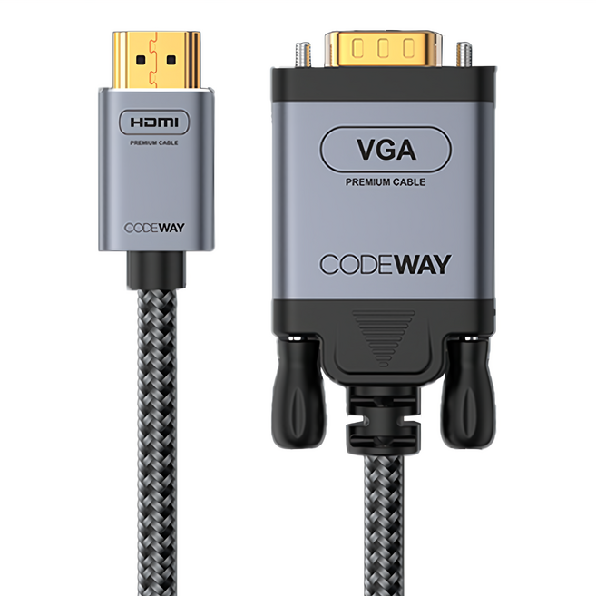 CODEWAY HDMI 轉 VGA視頻轉接線, 1.2m, 1條