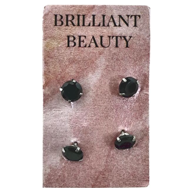 Brilliant Beauty 耀眼美人 50分閃耀雙鋯石鑽長杆鈦閃耀不銹鋼耳環