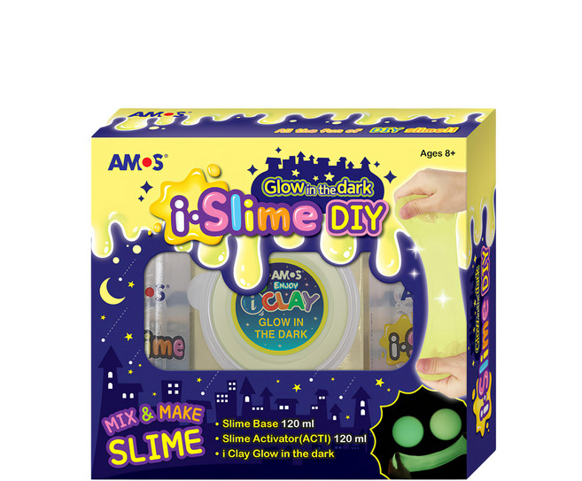 AMOS 阿摩司 i-Slime DIY 史萊姆 夜光主題款 內含史萊姆基底液120ml、史萊姆激活劑120ml, 1盒