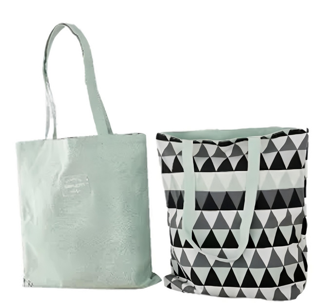 E.City 文青風棉麻雙面環保購物提袋