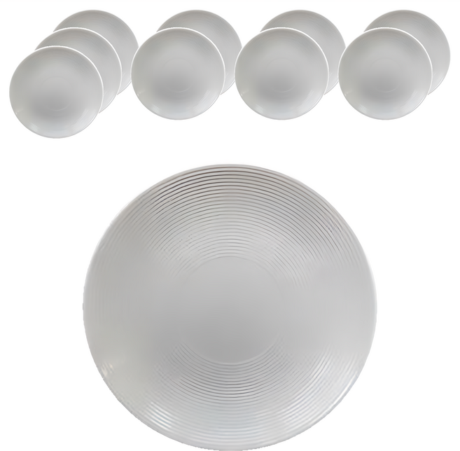 TATUNG 大同磁器 線條圓盤 10入 7英吋 單色, 10件組圓盤, 白色, 1組