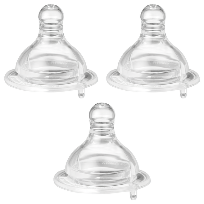 PiYOPiYO 黃色小鴨 媽咪乳感防脹氣寬口徑奶瓶用奶嘴 十字型, 3個月以上, M, 3入