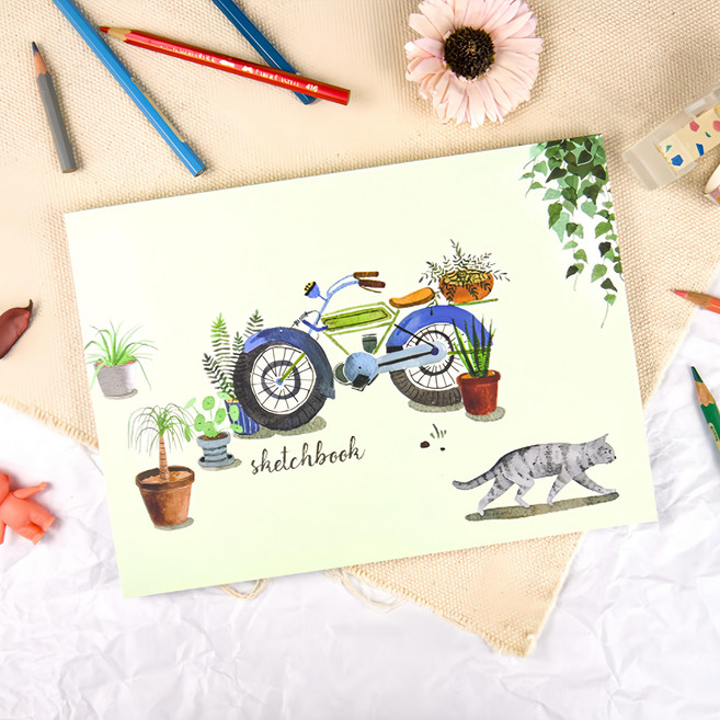 conifer 綠的事務 柔伊插畫 繪圖本 摩托車, 16K, 40張, 1本