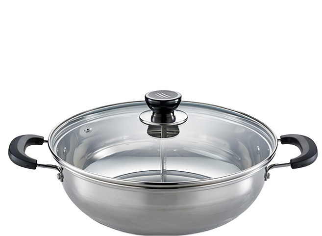 ZHENG NIU 正牛 不鏽鋼鴛鴦火鍋, 32cm, 1個, 銀色