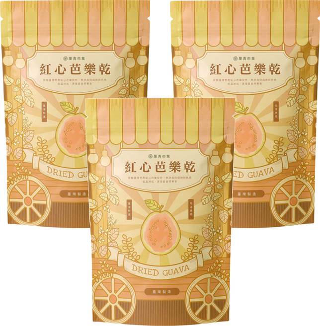 Green Market 菓青市集 紅心芭樂乾, 180g, 3包