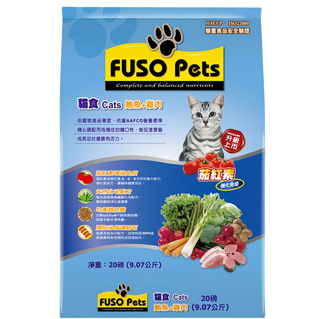 福壽實業 FUSO Pets 貓食, 鮪魚 + 雞肉, 9.07kg, 1袋