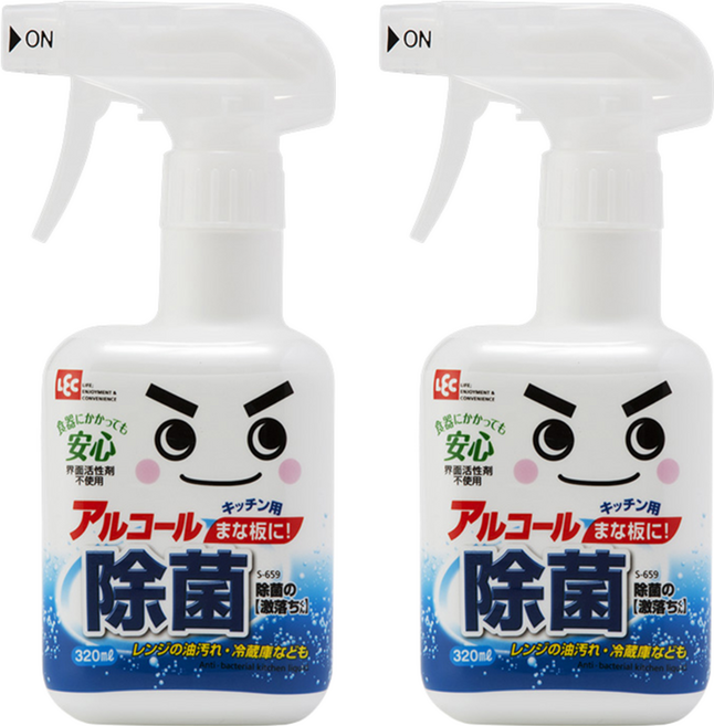 LEC 激落君 防菌電解水 砧板/刀具/食器/廚房冰箱/微波爐清潔抗菌 不含介面活性劑 日本製造, 320ml, 2瓶
