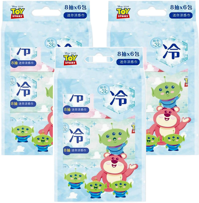 ONEDER 旺達棉品 玩具總動員系列迷你涼感巾, 6包, 3袋
