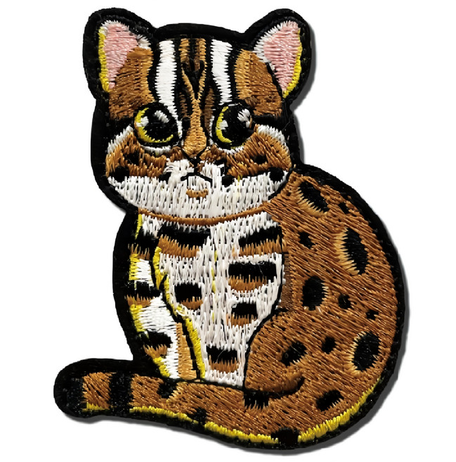 刺繡貼紙 可黏可燙可縫, 石虎 棕色, 1張