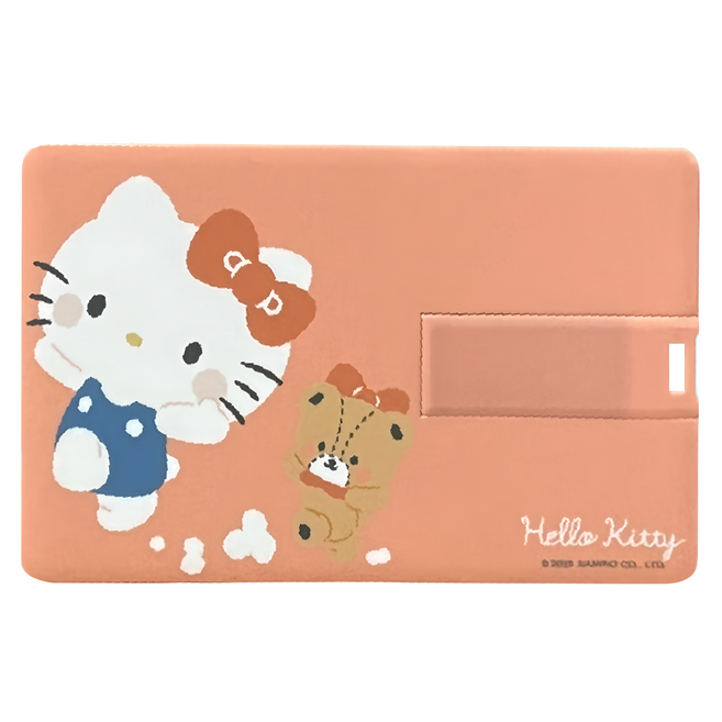 Sanrio 三麗鷗 HELLO KITTY 卡片式USB2.0 插畫風格隨身碟 Haushin01, 128GB, 1個