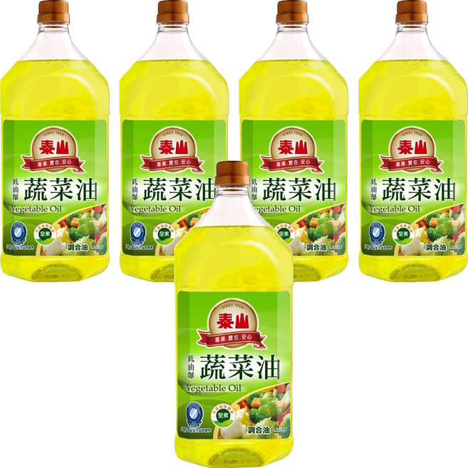 TAISUN 泰山 低油爆蔬菜油, 2L, 5瓶