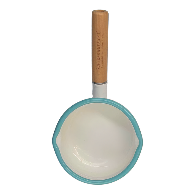 Sumikkogurashi 角落生物 琺瑯原木單柄小湯鍋, 300mm, 質感藍, 1個