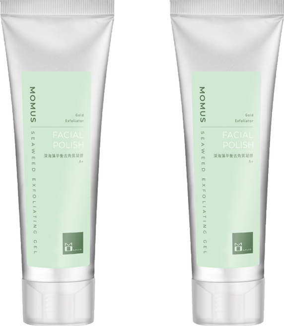 MOMUS 深海藻平衡去角質凝膠 A+ 物理生化雙效配方 添加金箔 恢復角質保水能力 保持肌膚水潤, 100ml, 2條