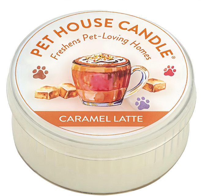 PET HOUSE 室內除臭寵物香氛蠟燭 焦糖拿鐵, 43g, 1罐
