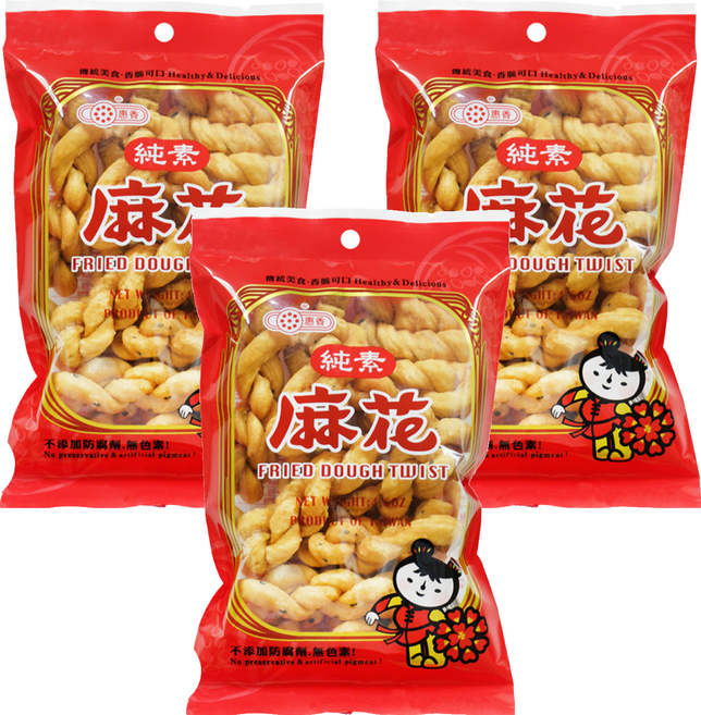 惠香 純素 麻花, 110g, 3包