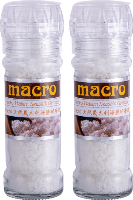 Macro 天然義大利海鹽研磨罐, 100g, 2罐
