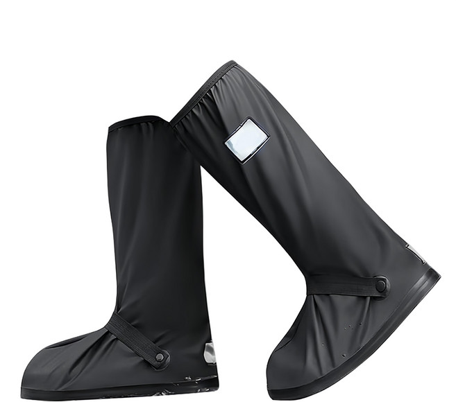 COMET 42cm高筒快穿加厚反光雨鞋套, 黑色, 1雙