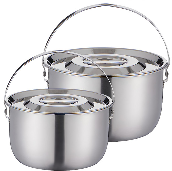 Chill Outdoor 304不鏽鋼鍋具組 1700g, 銀色, 鍋具23 x 13cm + 鍋具26 x 15.5cm, 1組