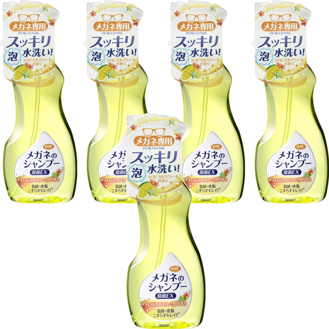 SOFT99 除菌型眼鏡清潔噴霧 熱帶水果香 200ml, 黃色, 5瓶