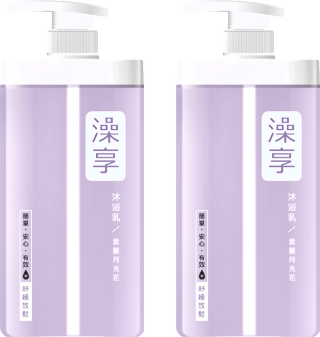 澡享 沐浴乳 紫藤月光花 成分天然 溫和不刺激肌膚, 1kg, 2瓶