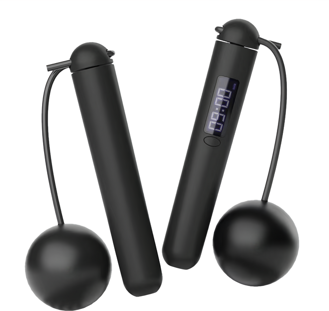 卡路里計算 健身智能計數小球無繩跳繩 兩用款, 深邃黑, 1組