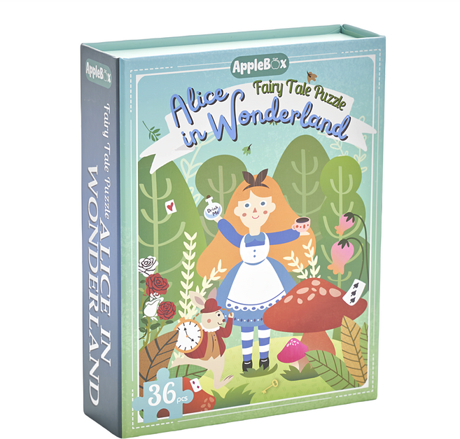 AppleBox 童話故事拼圖 AB10050 450g, 36片, 愛麗絲夢遊仙境 藍色, 1盒