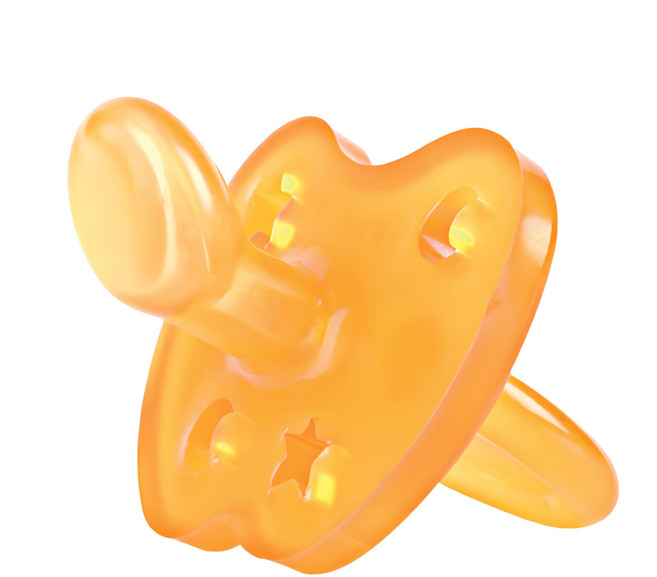 HEVEA 彩色丹麥橡膠安撫奶嘴, 0-3個月, Classic 黃色, 1個