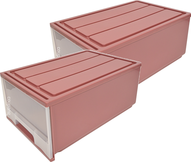 KEYWAY 聯府 抽屜整理箱 50L, 紅色, 2個