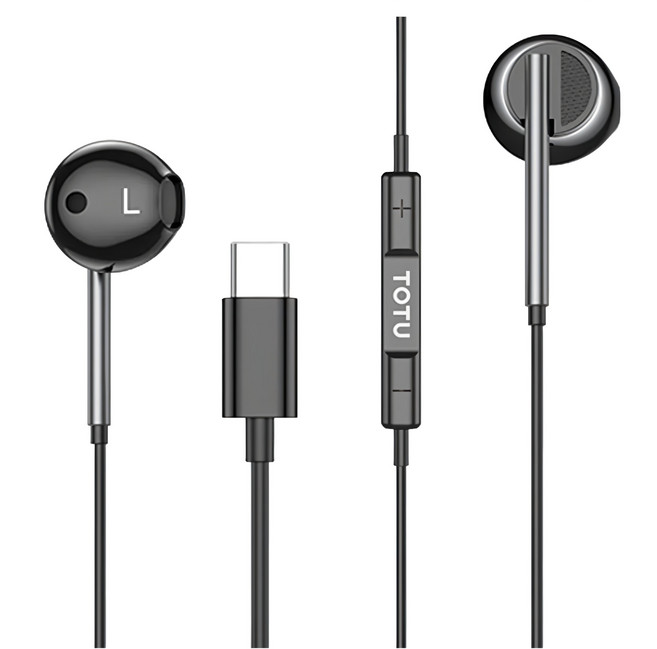 TOTU 拓途 EP-3系列 Type-C耳機線控通話聽歌高清麥克風 1.2m 11g, 黑色