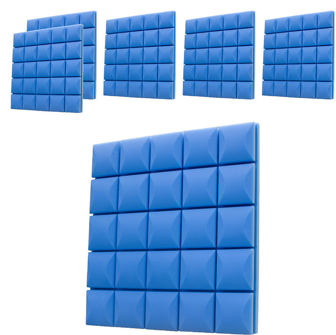 Osun 自黏阻燃高密度吸音隔音棉 蘑菇頭款 CE425 50 x 50 x 5cm, 藍色, 6個