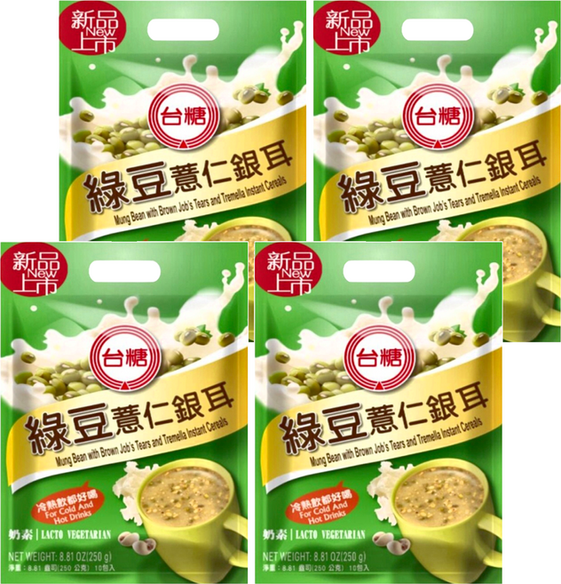 台糖 綠豆薏仁銀耳 沖泡式穀粉 奶素可食, 250g, 4袋