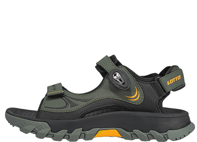 LOTTO 樂得 男 溯溪磁扣戶外涼鞋 綠色 耐磨橡膠大底 透氣舒適