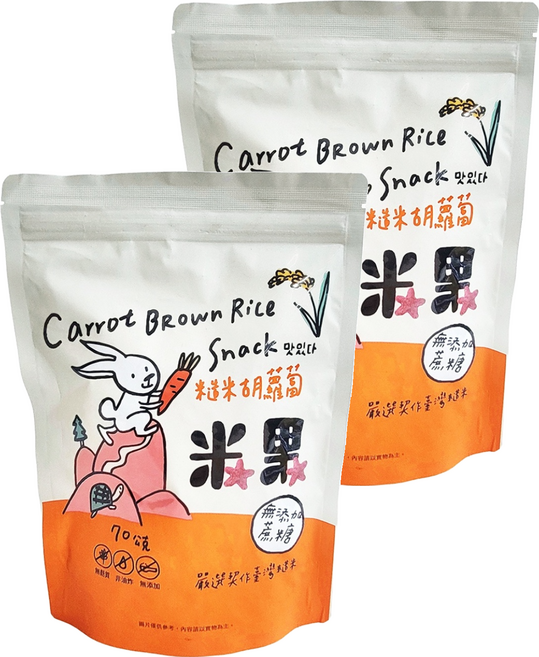 薌園 糙米米果, 胡蘿蔔, 70g, 2包