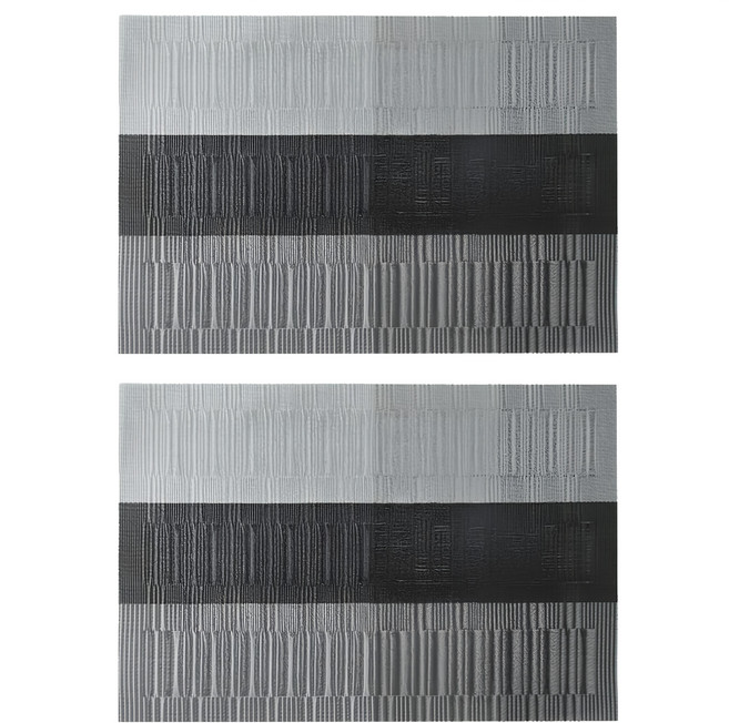 歐式防水耐磨隔熱餐桌墊 2片裝 優質PVC材質, 45 x 30cm, A1 黑色 + 淺灰色 + 深灰色, 1組